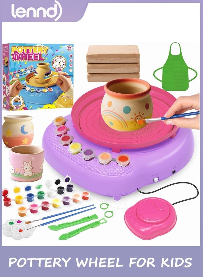 LENND Pottery Wheel for Kids,Complete Pottery Kit and Tools for Beginners,Arts and Crafts Toys for Kids Ages 8-12,Art Supplies Birthday Gifts for Boy Girl Age 6 7 8 9 10 11 12 (Purple/Pink) - Image 1